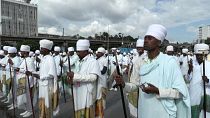 Ethiopian Orthodox faithful call for peace during the Meskel festival
