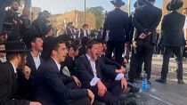 Ultra-Orthodox men protest Israeli military service