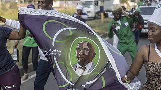 Supporters of Lesotho's RFP party celebrate early electoral lead