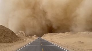 Sandstorm sweeps through China's Haixi region